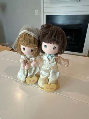 Vintage Precious Moments Bride and Groom 7" Plush Doll Set by Applause 1990